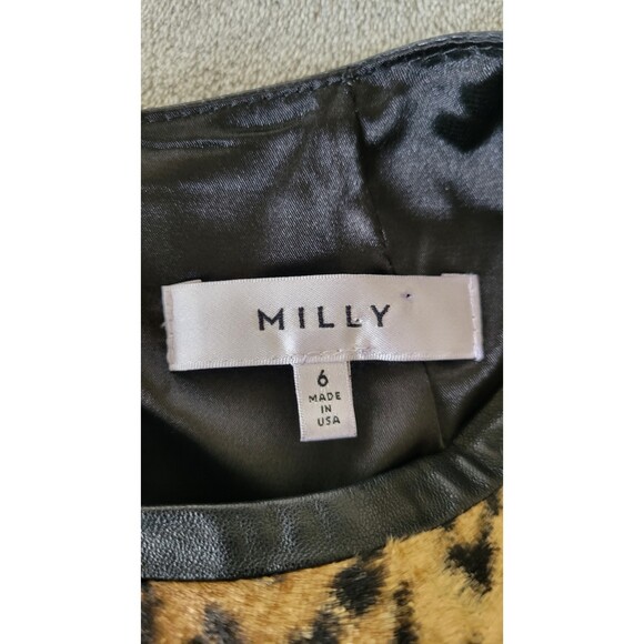 MILLY Faux Fur Leopard Animal Print Sleeveless Scoop Neck - Picture 3 of 4